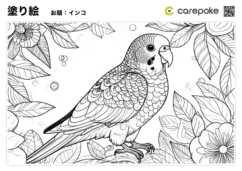 ＃44【塗り絵】インコ